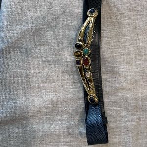 Vintage Judith Lieber Navy Snakeskin belt (adjustable) with inset gems